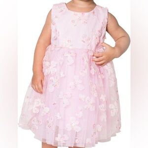 NWT Popatu Girls Butterflies Flowers Tulle Pink Dress Size 2 Soft Easter Lined